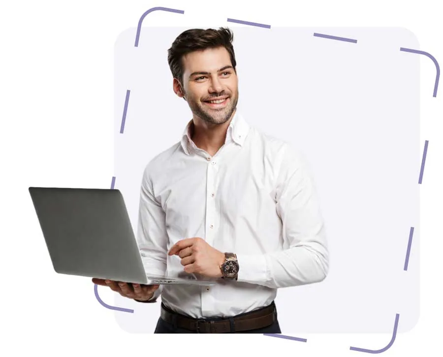 Lächelnder Berater mit Laptop